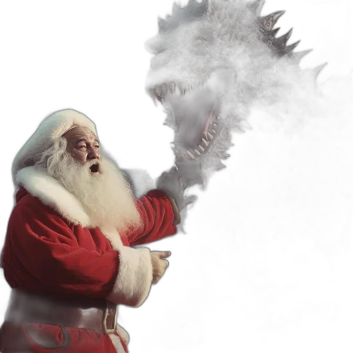 dragon, creature, concept art, fantasy art, photorealistic, fire, santa, claus transparent PNG cut-out