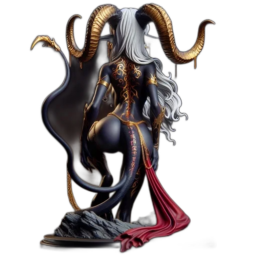 creature, concept art, fantasy art, 3d render, statue, imposing, fantastical, horns transparent PNG cut-out