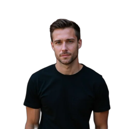 staff, face, jacket, hair, photorealistic, 3d render, concept art, man transparent PNG cut-out