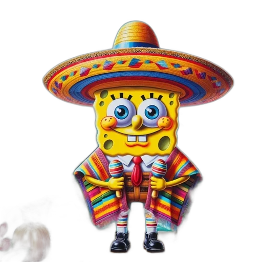robot, mask, jewelry, hat, 3d render, concept art, photorealistic, spongebob transparent PNG cut-out