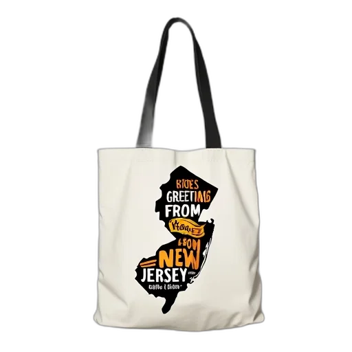 white, canvas, tote, bag, black, strap, colorful, illustration transparent PNG cut-out