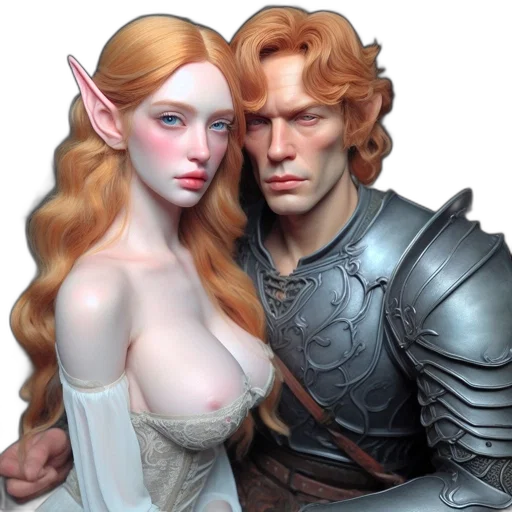 fantasy art, concept art, photorealistic, 3d render, two, costumed, individuals, one transparent PNG cut-out