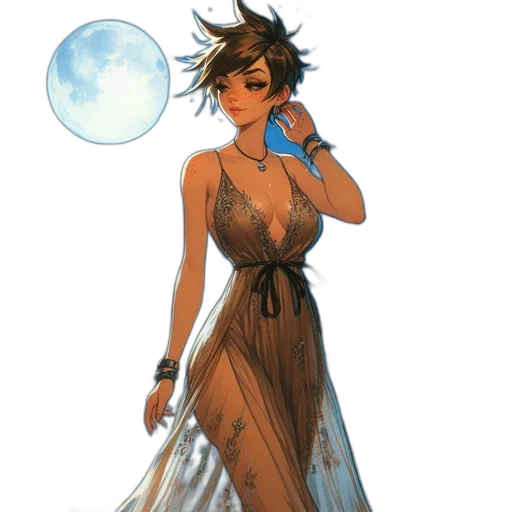 dress, staff, jewelry, concept art, fantasy art, comic book art, pixel art, outer space transparent PNG cut-out