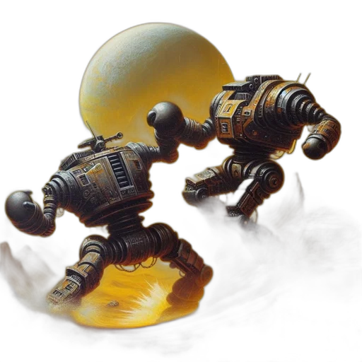 robot, concept art, 3d render, fantasy art, underwater, outer space, stark, landscape transparent PNG cut-out