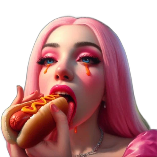 food, face, creature, animal, concept art, photorealistic, 3d render, vaporwave transparent PNG cut-out