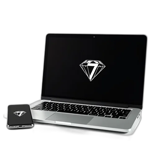 jewelry, crown, 3d render, sleek, silver, laptop, black, screen transparent PNG cut-out