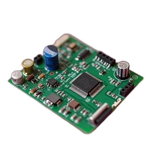 close-up, green, circuit, board, various, components, such, capacitors transparent PNG cut-out