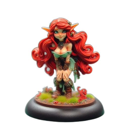 fantasy art, concept art, 3d render, elaborate, detailed, figurine, portrays, elfin transparent PNG cut-out
