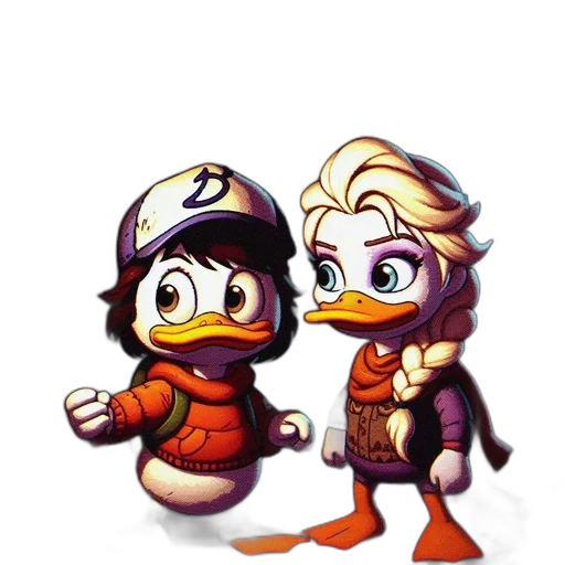 pixel art, concept art, cartoon, 3d render, fire, two, anthropomorphic, ducks transparent PNG cut-out