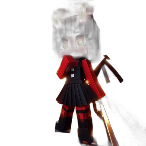 mask, weapon, hair, staff, 3d render, concept art, anime, pixel art transparent PNG cut-out