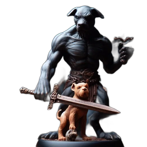 concept art, fantasy art, miniature, figurines, display, musclebound, character, canine transparent PNG cut-out