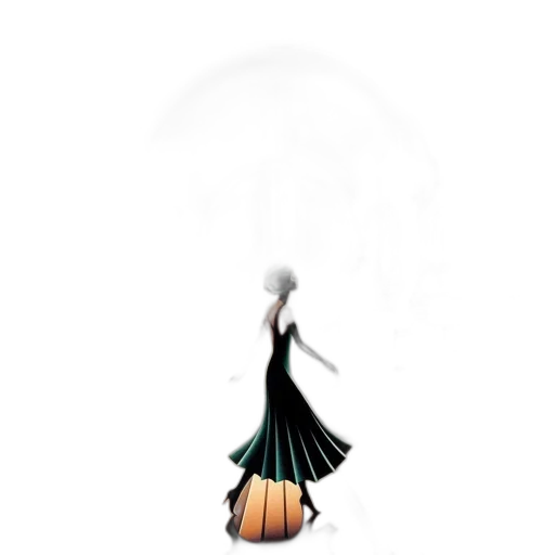 dress, umbrella, staff, jewelry, concept art, fantasy art, 3d render, pixel art transparent PNG cut-out