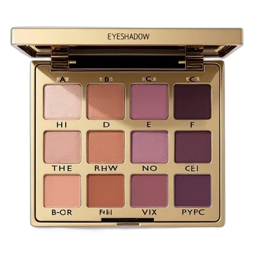 earth tones, golden, colorful, gold, compact, makeup, palette, black transparent PNG cut-out