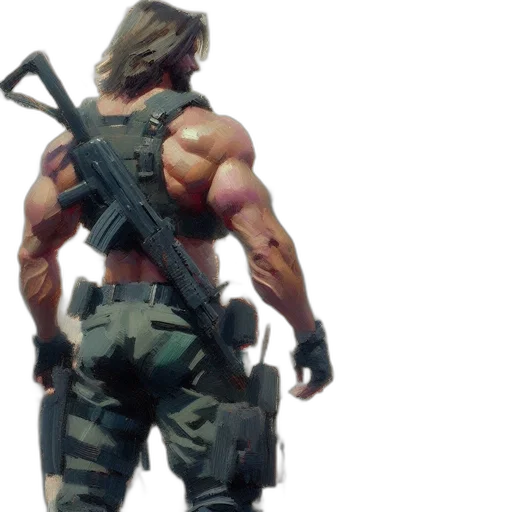 weapon, sword, concept art, 3d render, cyberpunk, fantasy art, muscular, man transparent PNG cut-out