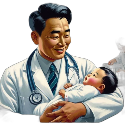 photorealistic, concept art, oil painting, doctor, military, uniform, red, star transparent PNG cut-out