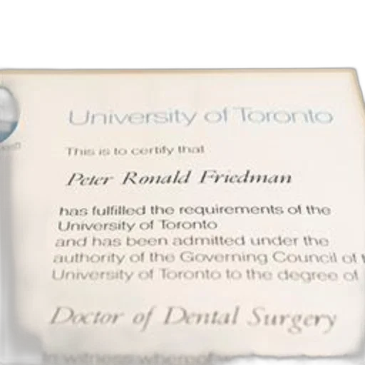 certificate, university, toronto, certifying, peter, ronald, friedman, has transparent PNG cut-out