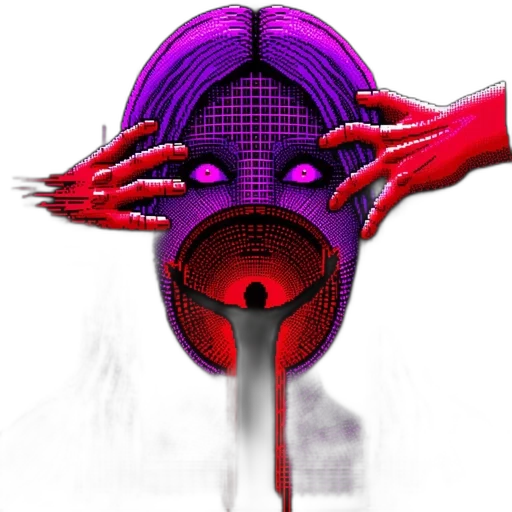 mask, robot, face, weapon, cyberpunk, concept art, vaporwave, 3d render transparent PNG cut-out