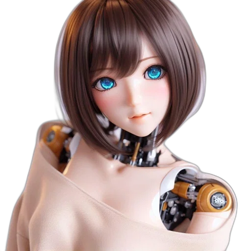 robot, face, jewelry, creature, 3d render, cyberpunk, concept art, anime transparent PNG cut-out