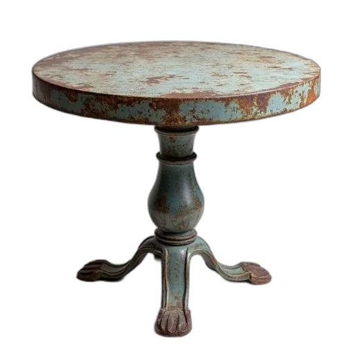 furniture, staff, 3d render, photorealistic, rustic, weathered, metal, table transparent PNG cut-out