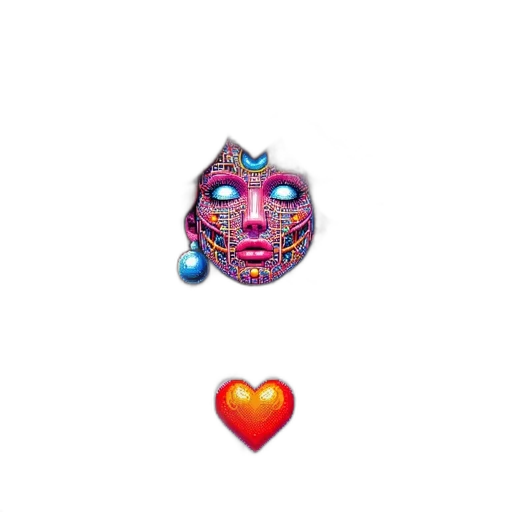 jewelry, mask, face, robot, vaporwave, pixel art, concept art, fantasy art transparent PNG cut-out