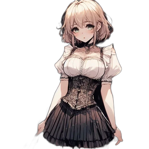 dress, staff, robot, flower, anime, pixel art, concept art, fantasy art transparent PNG cut-out
