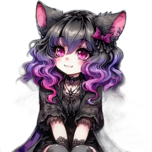 dress, staff, creature, animal, fantasy art, pixel art, anime, watercolor transparent PNG cut-out