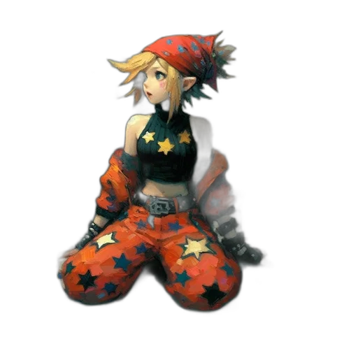 dress, hat, weapon, staff, concept art, pixel art, 3d render, watercolor transparent PNG cut-out