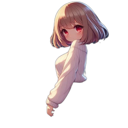 dress, hair, creature, jacket, pixel art, anime, concept art, watercolor transparent PNG cut-out