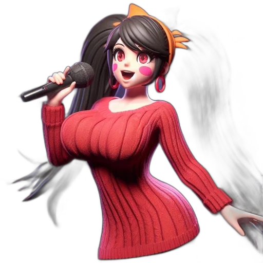 staff, dress, hair, concept art, fantasy art, pixel art, anime, red transparent PNG cut-out