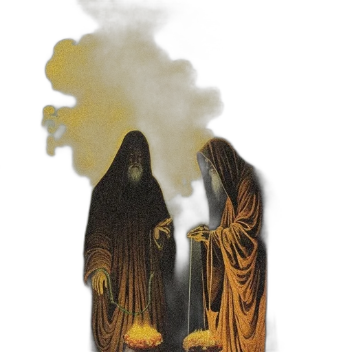 mask, concept art, fantasy art, photorealistic, watercolor, fog, fire, night transparent PNG cut-out