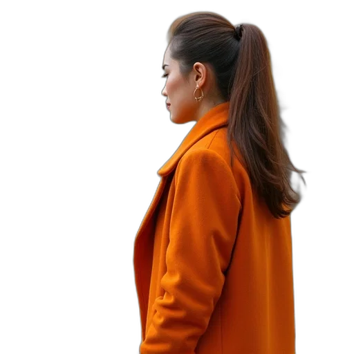 jacket, staff, dress, hair, neon, colorful, red, monochrome transparent PNG cut-out
