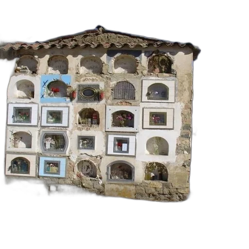 building, furniture, 3d render, stone, wall, various, niches, containing transparent PNG cut-out