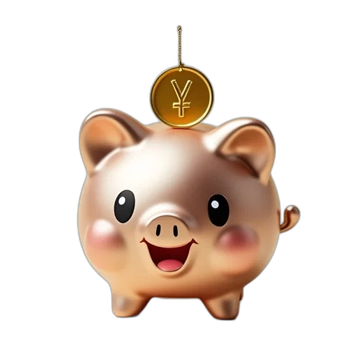 jewelry, 3d render, concept art, stylized, piggy, bank, shiny, metallic transparent PNG cut-out