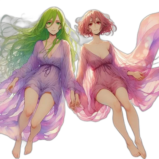 dress, watercolor, concept art, fantasy art, pixel art, green, pastel, colorful transparent PNG cut-out