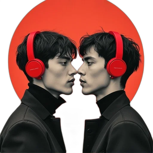 mask, face, jacket, concept art, photorealistic, cyberpunk, anime, red transparent PNG cut-out