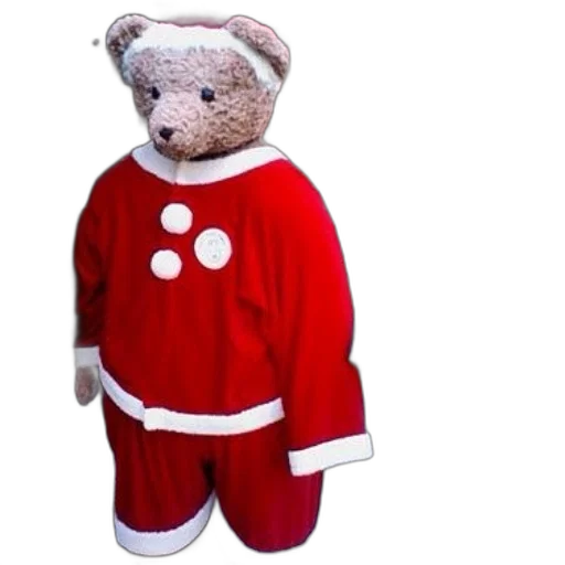person, santa, bear, costume, stands, outside, building, sign transparent PNG cut-out