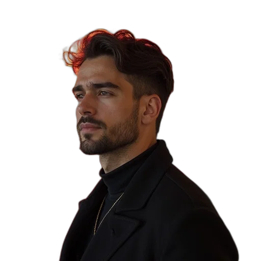 jacket, staff, face, hair transparent PNG cut-out