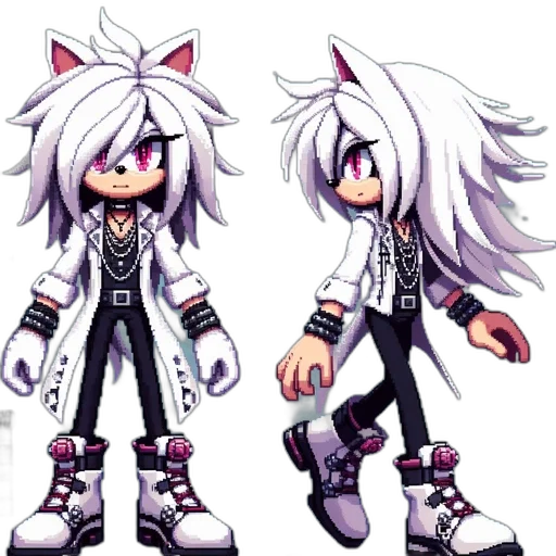 concept art, pixel art, 3d render, anime, monochrome, dark, pixelated, character transparent PNG cut-out