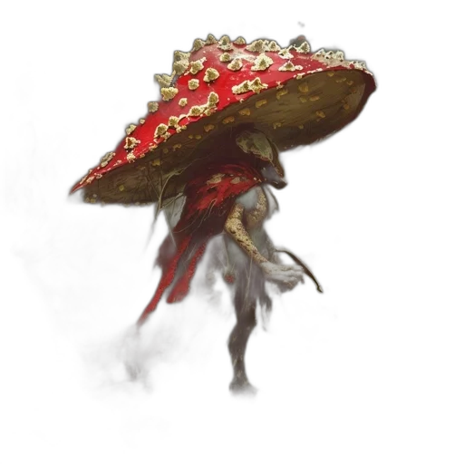 hat, umbrella, staff, mask, concept art, fantasy art, watercolor, photorealistic transparent PNG cut-out