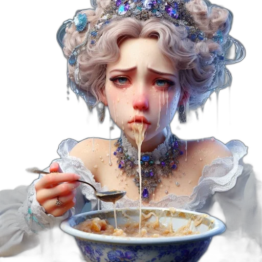 food, concept art, fantasy art, photorealistic, 3d render, blue, pastel, teary-eyed transparent PNG cut-out