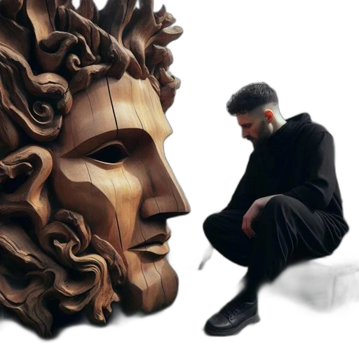 mask, face, crown, hair, concept art, photorealistic, 3d render, fantasy art transparent PNG cut-out