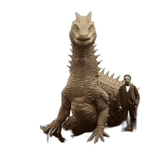 dragon, animal, creature, staff, 3d render, concept art, photorealistic, old transparent PNG cut-out