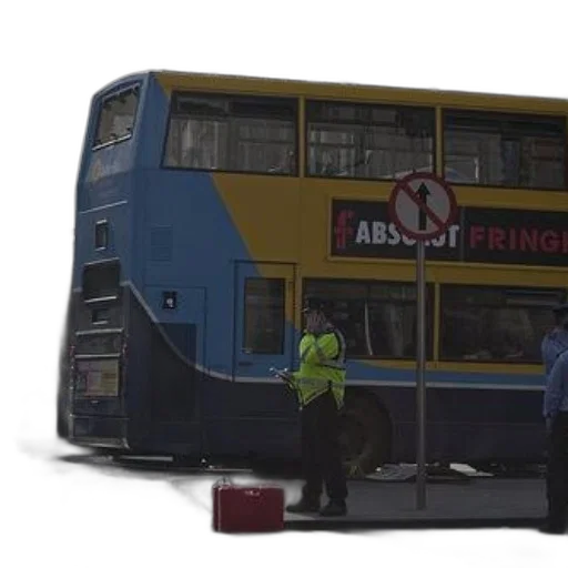 concept art, city street, double-decker, bus, advertisement, absolut, fringe, involved transparent PNG cut-out