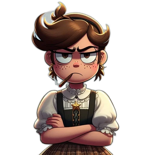staff, face, dress, pixel art, cartoon, concept art, watercolor, animated transparent PNG cut-out