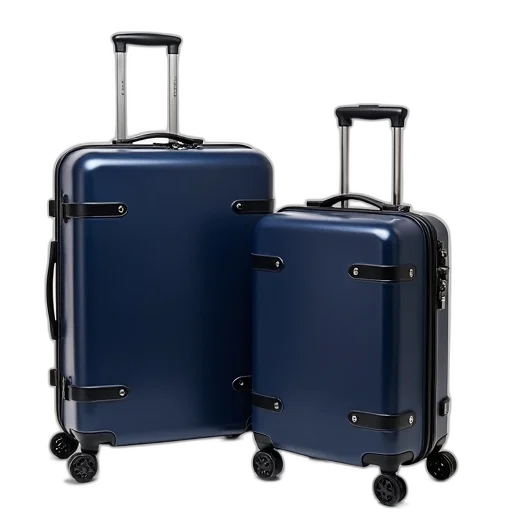3d render, pieces, lightweight, luggage, sets, navy transparent PNG cut-out