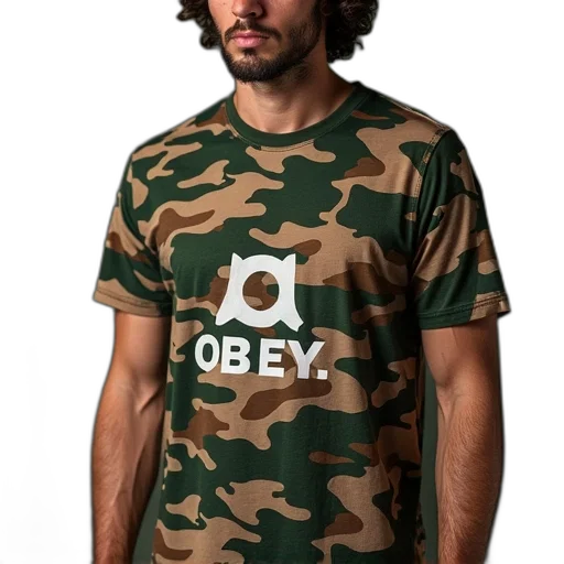green, obey, camo, tee transparent PNG cut-out