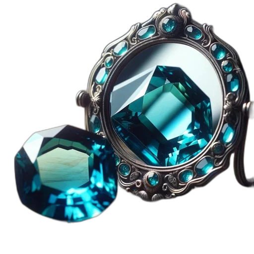 jewelry, crown, blue, elaborate, mirror, decorated, intricate, silver transparent PNG cut-out