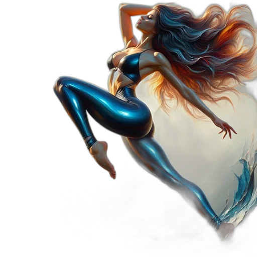 hair, dress, creature, concept art, comic book art, fantasy art, photorealistic, underwater transparent PNG cut-out