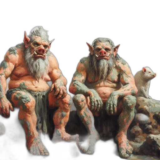 concept art, 3d render, fantasy art, photorealistic, several, large, humanoid, creatures transparent PNG cut-out