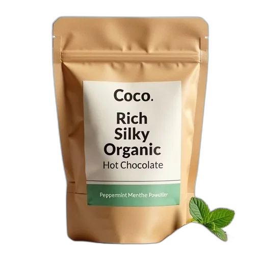 food, bag, rich, silky, organic, hot, chocolate, peppermint transparent PNG cut-out